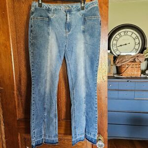 Ethyl 70s Inspired Blue Denim Slit-Front Jeans – Women’s Size 12 (NWOT)